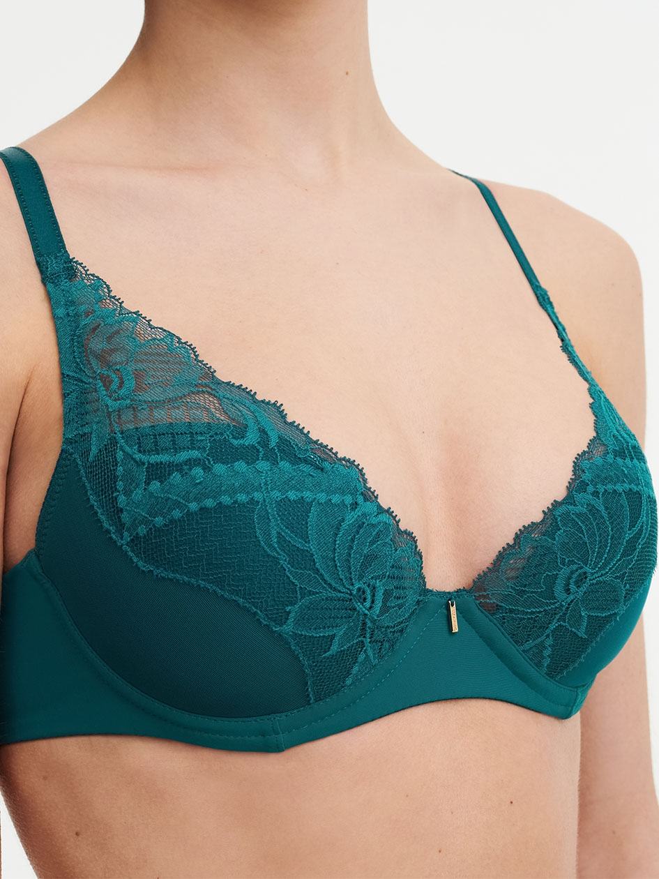 Turquoise Chantelle Orangerie Dream Lace Contour Plunge Women Bras | COB591MA