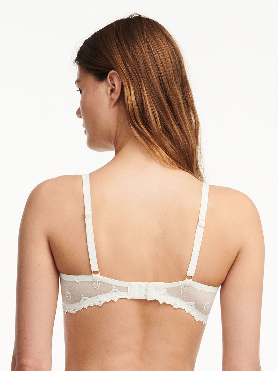 White Chantelle Champs Elysees Lace Demi Women Unlined Bra | UMD5649IR