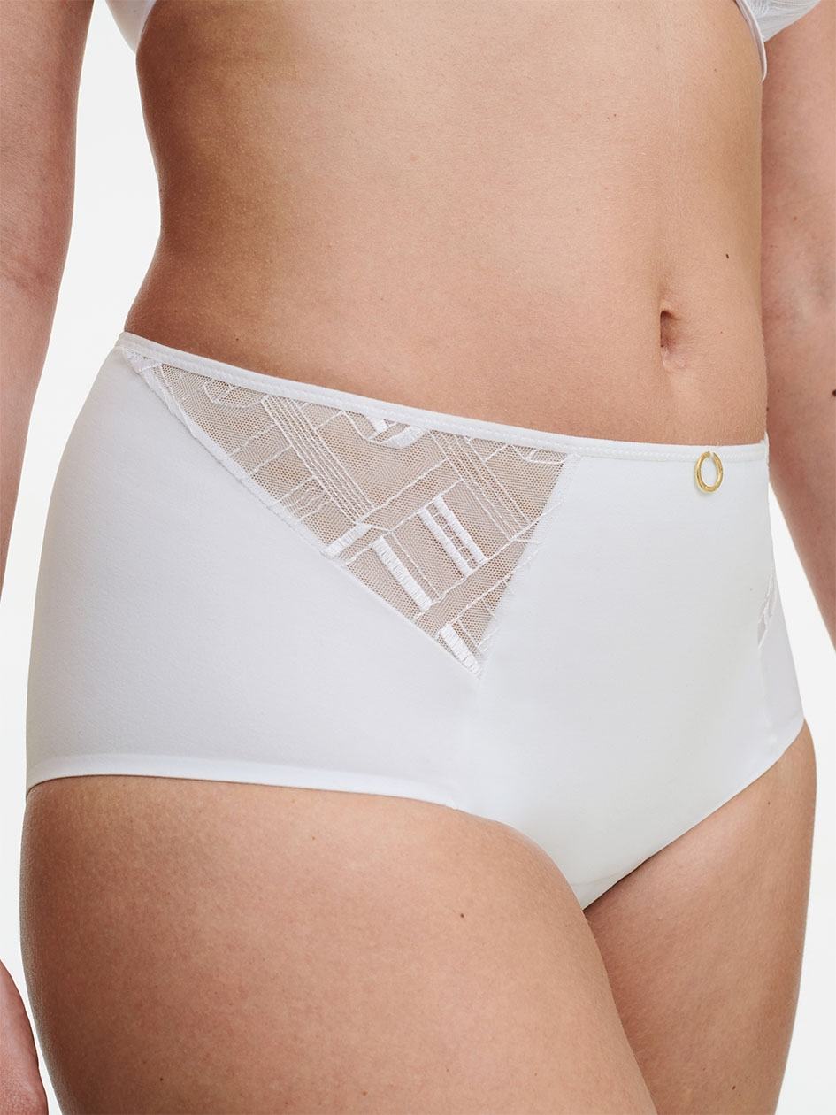 White Chantelle Graphic Support Smoothing Full Women Briefs | ZBX1460GT