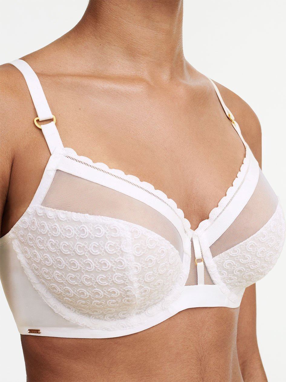 White Chantelle Monogram Plunge Women Unlined Bra | KOW1814LJ