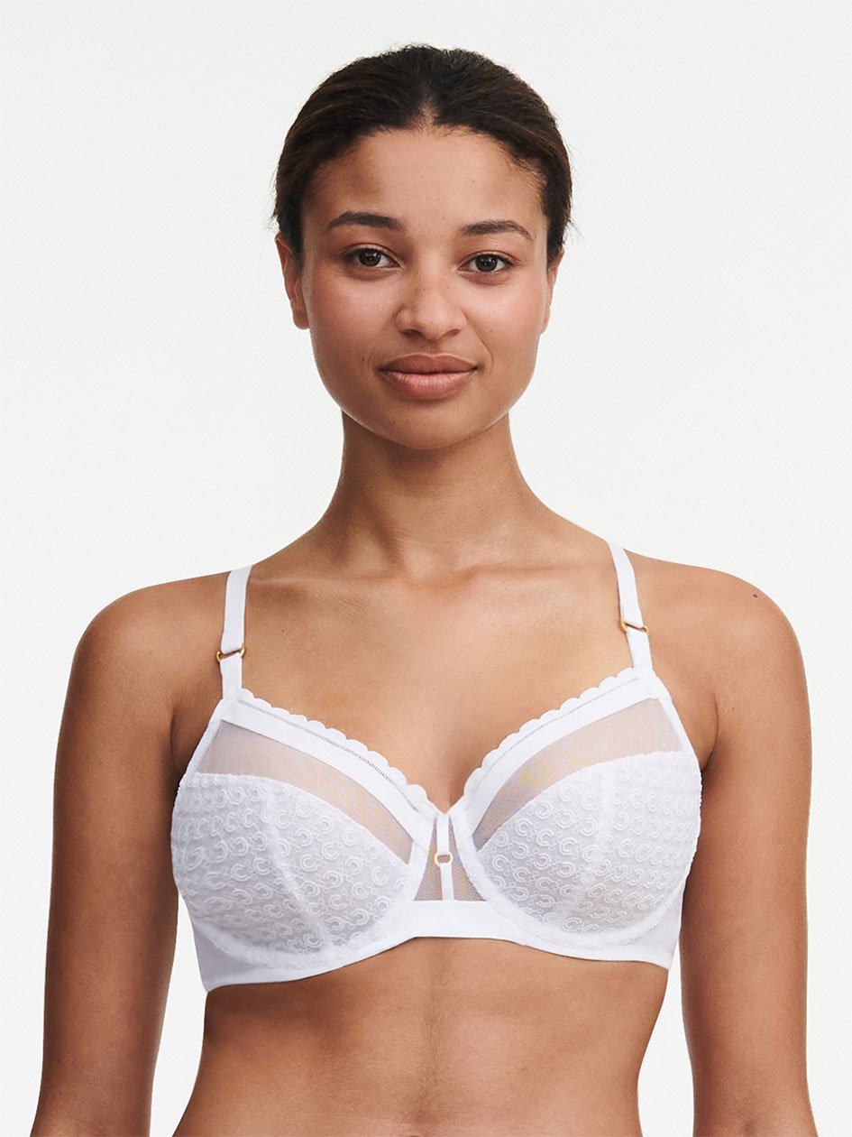 White Chantelle Monogram Plunge Women Unlined Bra | KOW1814LJ