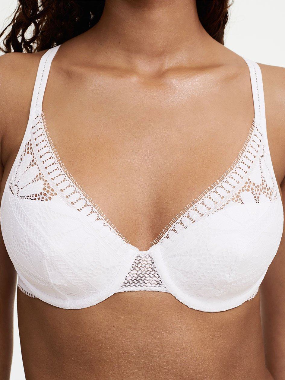 White Chantelle Sofie Lace Lightweight Plunge Women Bras | GWA1366FM