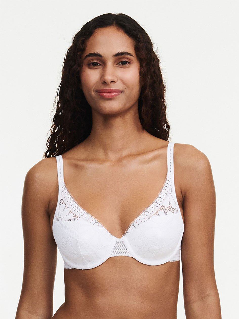 White Chantelle Sofie Lace Lightweight Plunge Women Bras | GWA1366FM