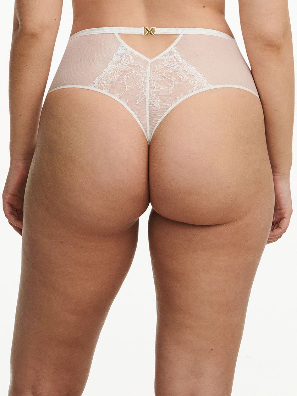 White Chantelle tXture High- Waisted Women Thong Panty | GAO9526ZV